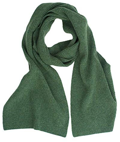 FosterNatur, Damen/Herren Feinripp Schal, 100% Wolle (Grün)