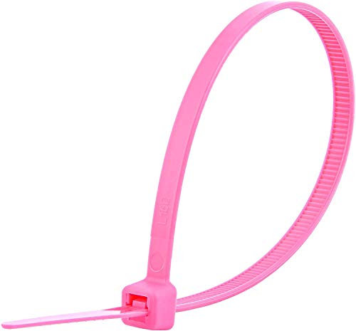 UKCable-Ties Fluorescent Cable Ties Pink Nylon Ties (100, 100mm x 2.5mm)