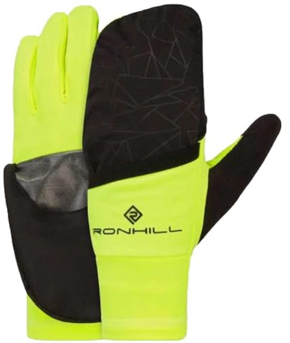Ronhill Running, Wind-Block Convertible Glove, Black/Fluo Yellow, L