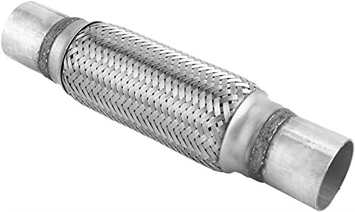 HZJA Voiture Acier Inoxydable Extrémités Tuyau Pot D'échappement Soudé en INOX Pot D'échappement Flexible Tressé Universel 51 X 300 Mm. Voiture Échappement Tuyau