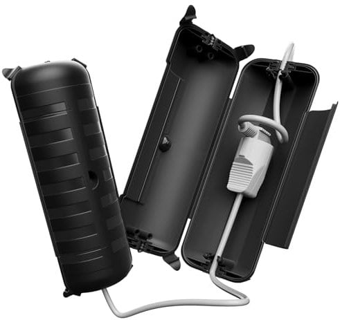 【2er Set】 RESTMO IP44 wasserdichte Kabelbox für den Außenbereich (Outdoor), wetterbeständige Große Schutzbox für Verlängerungskabel, Schukostecker, Elektrowerkzeug, 290mm x 110mm x 75mm, Schwarz