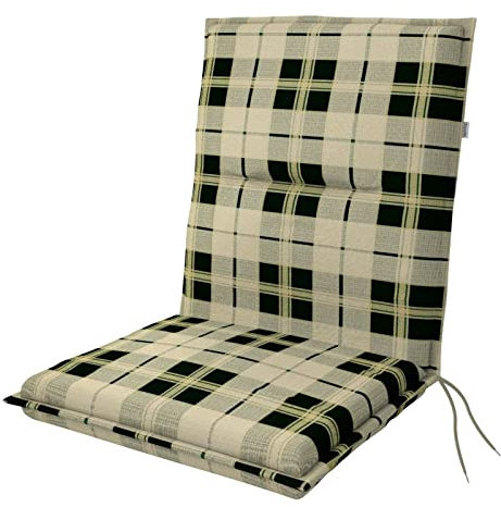 Doppler Auflage für Niederlehner Spot beige kariert I Gartenstuhl-Polster 100x48x5cm aus Baumwolle & Polyester I Sitzauflage weich & bequem I Sitzkissen zum Festbinden an Gartenstuhl