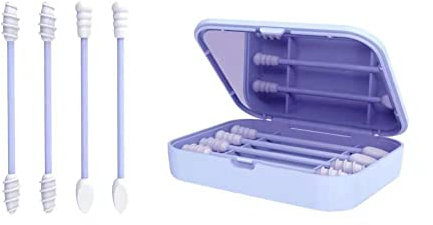 Coton Tige en silicone,Coton-Tige Lavable,4 Nettoyeurs d'oreille Réutilisable,Bâtonnets en silicone nettoyant pour oreilles,Cotons-tiges en spirale lavables,Portable et nettoyable Oreille Coton Tige