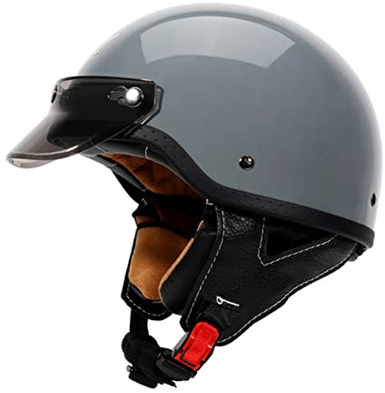 Halbschalenhelm,Halbhelme Motorradhelm mit ECE Genehmigt Brain-Cap, Motorrad Half Helm, Halbschale Roller-Helm Scooter-Helm Jet-Helm Retro für Erwachsene Herren Damen