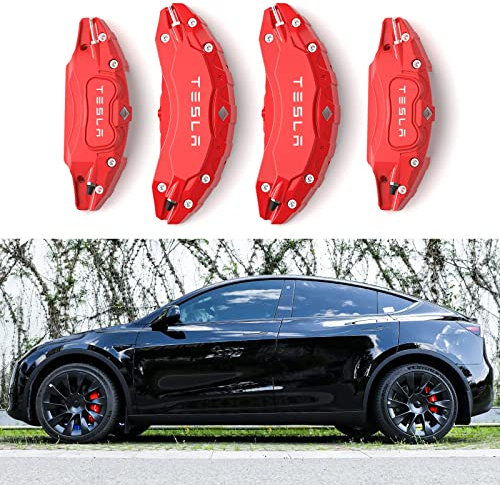 HEYCE Bremssattelabdeckung passend für Tesla Model Y 2019 2020 2021 2022 Radgröße 19 Zoll 20 Zoll roter Bremssattelschutz Verbessertes Modellzubehör,20 inch
