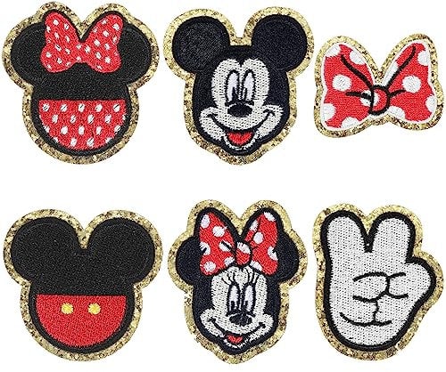 6PCS Cute Mouse Clothing Patches, Iron On Cartoon Embroidered Applique Patches for T-Shirt, Hat, Bags