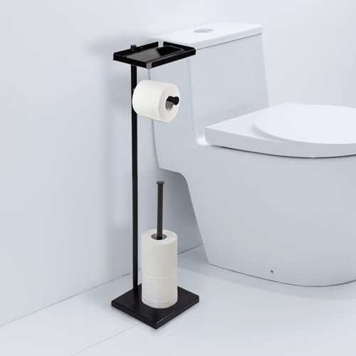Bamodi Toilettenpapierhalter aus Edelstahl mit gehärtetem Glasfuß - Elegantes Design, stabil und platzsparend, bietet Platz für bis zu 3 Rollen - 73x15x15 cm, Mattschwarz