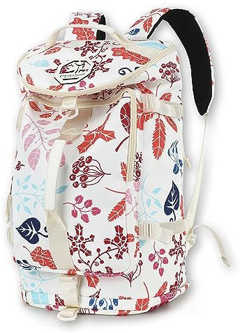 Kalesi Gym Duffle Bag Backpack 4-Way Waterproof with Shoes Compartment for travel Sport Hiking Laptop (Floral-meersalz Weiß)