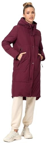 MARIKOO Damen Winterjacke lang Winter Stepp Jacke Mantel Steppjacke warm gefüttert B968 [B968-Soran-Wine-Gr.XS]