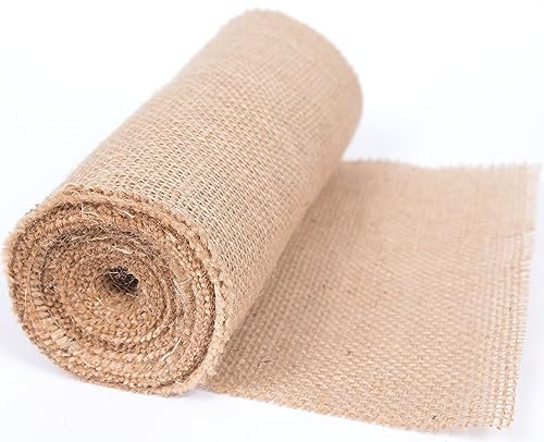 Abio Tischläufer Jutestoff 10cm x 10m Juteband Jute Rolle für Hochzeitsdeko Tischdeko Natur Boho Deko Vintage Haus Zimmer Garten Dekoration Stoff Meterware Tischdecke Natur 10cm x 10m