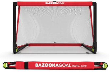 BazookaGoal Pop-Up Fußballtor - Klappbares Mini-Fußballtor für Garten & Indoor - Tragbares Fußballtor für Kinder & Erwachsene - Stabil & Wetterfest (1,20 x 0,75 m)