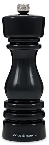 Cole & Mason H233096 London Salzmühle, mit Einstellbarem Mahlwerk, Holz, Schwarz, 18cm, Precision+ mit Keramikmahlwerk, Gewürzmühle, Mühle für Salz