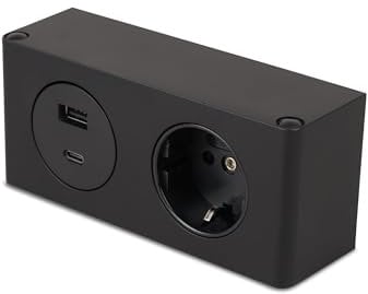 kalb | Powerbox, 230V Steckdose und USB-A/-C Anschluss, 1m Kabel mit EU Stecker, schwarz