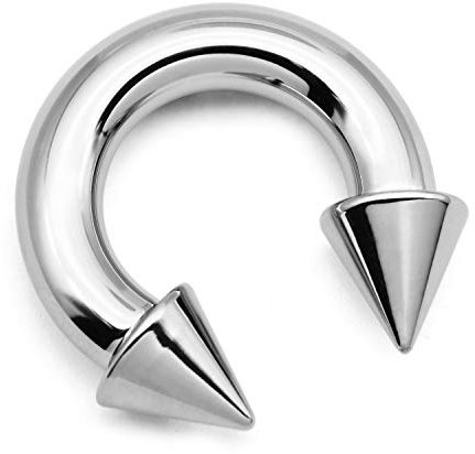FECTAS PA Ring Prince Albert Piercing Hufeisen Spike 12G 12mm Chirurgenstahl mit Innengewinde Körperschmuck für Männer Frauen Silber