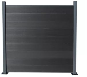 HORI® WPC Garten Zaun I Lamellenzaun, WPC Gartenzaun Sichtschutzzaun Komplettset I beidseitig glatt I 1x Quadratisch + 1x Pfosten I Einbetonieren I Anthrazit