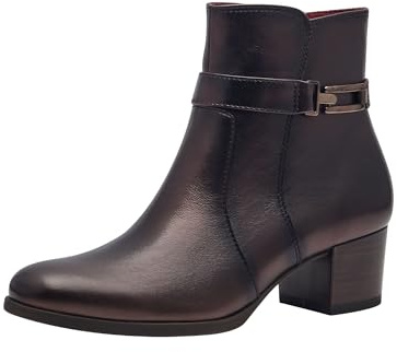 Tamaris Damen Absatzstiefelette Leder Blockabsatz bequem; MOCCA METALLIC, EU 37