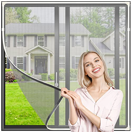 Fensternetze, um Insekten Fernzuhalten, MOEGFY Magnetische Fliegengitter für Fenster, Verstellbares DIY-Fenstergitter, Insektenschutz, Moskitonetz, Katzenfensterschutz