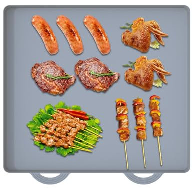 Silikonmatte für Grillplatten – 500 F antihaftbeschichtete Grillmatte, waschbare lebensmittelechte Silikonmatte, erhältlich in 2 Größen, wiederverwendbare Matte zum Grillen, transparente