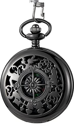 Multifunktionale Taschenuhr, offener Survival-Kompass für Herren, Retro, ausgehöhlt, Taschenuhr-Kompass mit Verschluss, Kette, Taschenuhr-Kompass mit Kette, Uhr, Clip-Kompass, Gravur, Taschenkompass,
