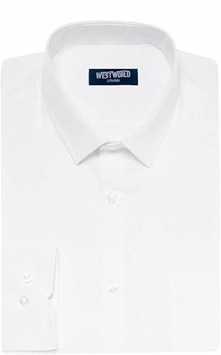 Men's Formal Long Sleeve Regular fit White Shirt | Collar Size 14.5-19 (UK, Neck, 16.5, 16.5, Regular, White)