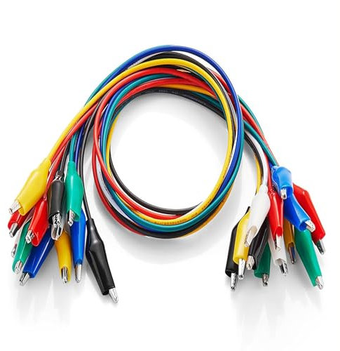 12 Stück Gelötet Prüfleitungen mit Krokodilklemmen Set Isolierte Prüfkabel Doppelklemmen (50 cm 6 Farben)