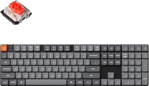 Keychron K5 Max Ultraflache kabellose mechanische Tastatur, QMK/VIA programmierbar, 3-Modus Bluetooth/2.4 GHz/Kabel mit weiß LED, Low Profile Gateron Red Switch, PBT Tastenkappen