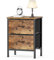 HOMIDEC Bedside Table, Bedroom Bedside Cabinet, Storage Nightstand Side Table with Metal Frame and 2 Large Capacity Fabric Drawers for Bedroom, Living Room, Rustic Brown