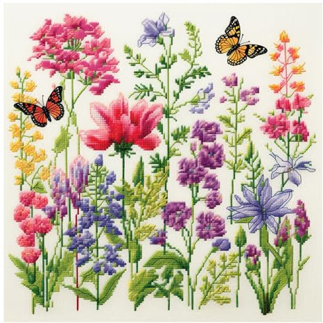 51buyoutgo Kreuzstich Set Vorgedruckt Blume, Stickvorlagen Stickbilder Vorgedruckt Kreuzstich Stickpackungen Stickpackung Cross Stitch Embroidery Kit Stickset Sticken Set Erwachsene Anfänger