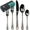Volumoon Set de Cubiertos de 40 Piezas, Juego de Cubiertos Acero Inoxidable para 8 Personas, incluye Cucharas, Cuchillo, Tenedor, Cuchillo de Carne, Vajilla Navideña para Casa, Cocina, Restaurante