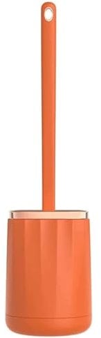 Bathroom cleaning brush,toilet brush,Toilet Standing Toilet Brush Holder Set Toilet Bowl Cleaner Brush Deep Cleaning Bathroom Accessories Easy to Hide Long Handle Cleaning(Orange)