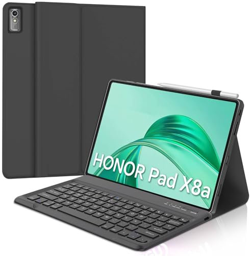 WINCHKING Funda con teclado para Honor Pad X8a 11 pulgadas 2024, funda con teclado inalámbrico para Honor Pad X8a 11 pulgadas, diseño alemán QWERTZ, negro