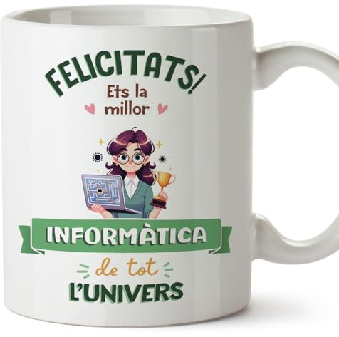 MUGFFINS Tazas para INFORMÁTICA mujer - En Catalán - Millor Univers Trofeu - 11 oz / 330 ml - Regalo original y divertido