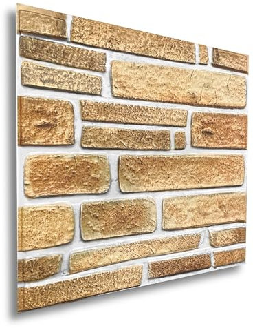 I K H E MALARKA 20 Stück - 1,8m², 3D Tapeten Paneele EPE - Schaum PVC SELBSTKLEBEND Wandpaneele Steinoptik Wasserdicht Wandverkleidung Steintapete Aufkleber 30x30cm (Braun Natur JM-WP517)