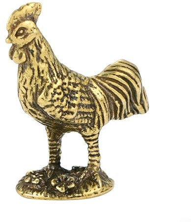 BlissfulAbode Zarte Messing-Hahn China Fengshui Statue Glücksbringer für Glück