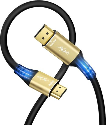 4K DisplayPort to HDMI Cable 3FT, DP to HDMI Video Uni-Directional Cord Adapter, Compatible with Dell, NVIDIA, AMD, Lenovo, Monitor, Projector, Desktop and More