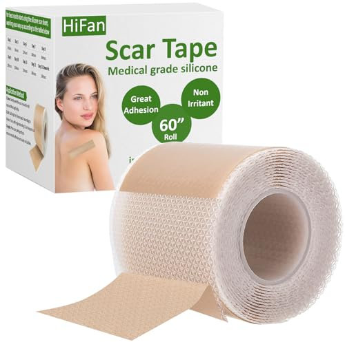 HiFan Pansement Silicone Cicatrice de qualité médicale, Silicone Sheets à Respect de Peau pour cicatrices chirurgicales/traumatiques/chéloïdes/d'acné, Réutilisable Scar Tape (4, 150cm)