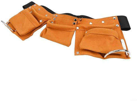 Kinder-Werkzeuggurt aus Leder, 26,8 x 20,8 x 7 cm, Werkzeugset für Kinder und Jugendliche, Garten-Gürteltasche, Werkzeugtasche, verwendet für Outdoor-Gartenarbeit und Heimdekoration (Hellgelb)
