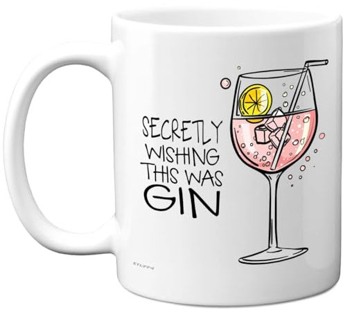 Funny Mug for Women Men - Secretly Wishing This was Gin - Funny Birthday Mugs Present Gifts for Friend Family Colleague, 11oz Ceramic Coffee Humour Joke Banter Cup