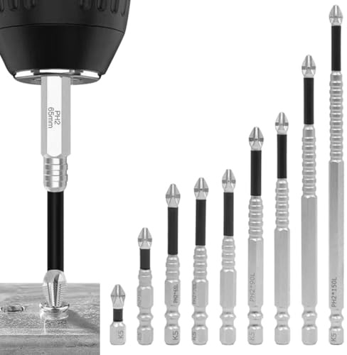9 Pieces High Magnetic Screwdriver Drill Bit Set, Greener Bits, Non-Slip Bits for Electric Drill, Drill Bits Set for Hammer Drill, Cordless Screwdriver, 25 50 65 70 75 90 100 120 150 mm
