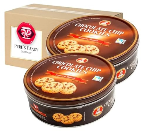 2er Set: Dänische Butterkekse Cookies, Gebäckmischung - Chocolate Chip Cookies Kekse mit Schokoladenstückchen 908g
