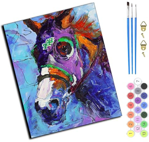 WANGXIAO Malen Nach Zahlen Erwachsene,DIY Handgemalt Ölgemälde Kit,inklusive Pinsel und Acrylfarben,40x50 cm,California Chrome, Pferderennen-Kunst,ohne Rahmen