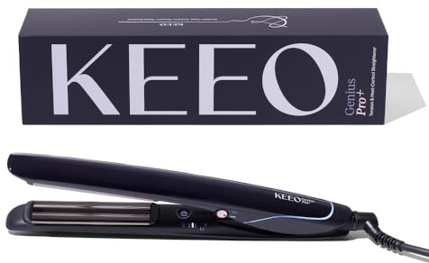 KEEO Genius Pro+ Hair Straightener – Adjustable Heat & Tension Control, Larger Contoured Plates, Reduces Hair Damage & Breakage, Sleek Styling for All Hair Types, Healthy Shine