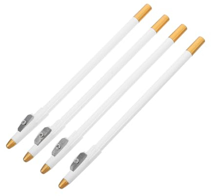 CIYODO 4 Stück Weißer Barbierstifte mit Integriertem Anspitzer Präzise Haarkonturen und Bartformungsstifte für Männer Wasserfeste Make Up Lösung für Hauttypen