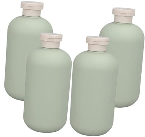 VILLCASE 4pcs Refillable Travel Shampoo and Conditioner Bottles Flip Cap 500ml Avocado Green Lotion and Body Wash Dispensers for Bathroom and Kitchen