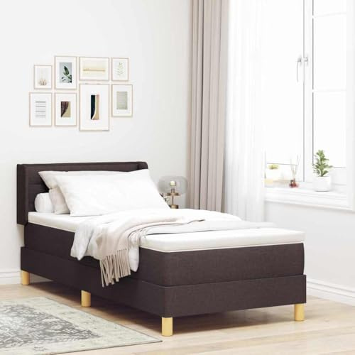 QJBSAVVA Boxspringbett 80x200 cm Dunkelbraun mit Matratze & Topper, höhenverstellbar, Holz/Polster, Einzelbett