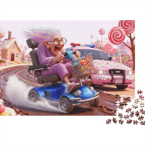 Candy Street Scooter Jigsaw Puzzle 38x26cm 1000 Pieces for Adults Teens Family Game Night Home Wall Decor Birthday Relaxing Indoor Activity