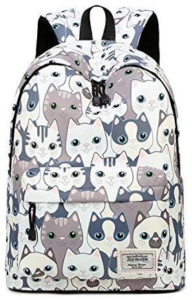 Joymoze Modischer Freizeitrucksack für Mädchen Jugendliche Schulrucksack Frauen Aufdruck Rucksack Geldbeutel Katze
