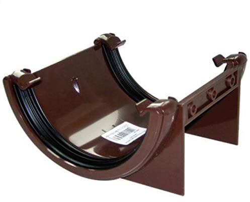 FLOPLAST 112mm Half Round Fascia Gutter Union Bracket - Brown - Pack of 2