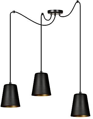 Licht-Erlebnisse Spider Pendelleuchte Retro Schwarz Gold flexibel 3-flammig SHIGERU Esstisch Wohnzimmer Schlafzimmer