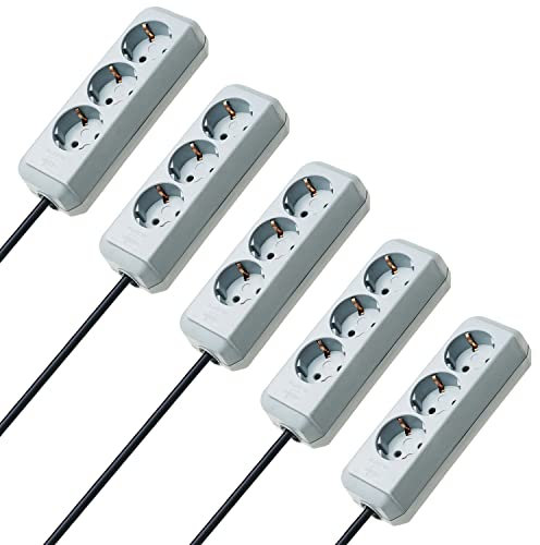 Brennenstuhl Eco-Line Comfort Switch Plus, Steckdosenleiste 6-Fach (2 permanente, 4 schaltbare Steckdosen, beleuchteter Fußschalter) (Anthrazit | 5er Pack)